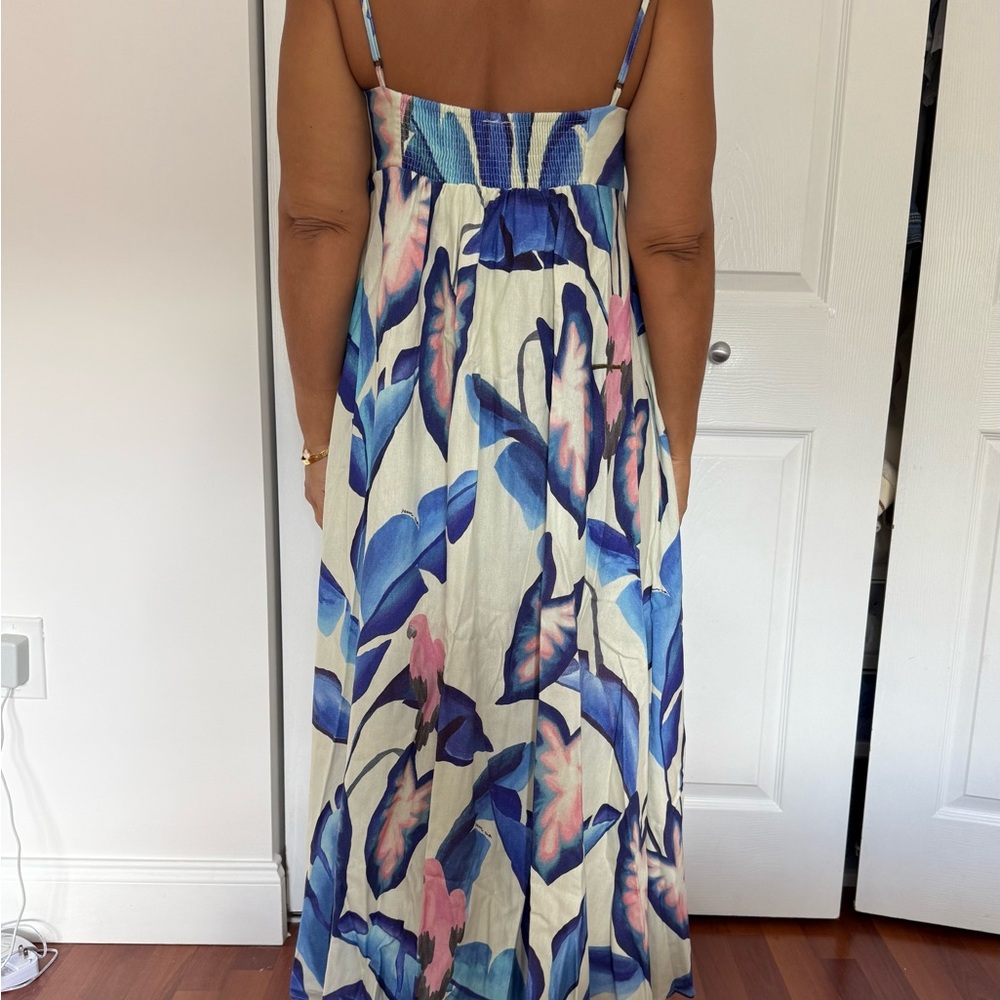 FARM Rio Tropical Leaf Maxi Dress in Blue and Pink - Picture 8 of 8